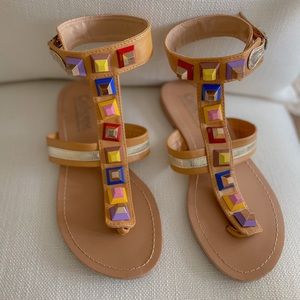 Catherine Malandrino Tan Studded Pista  Sandals